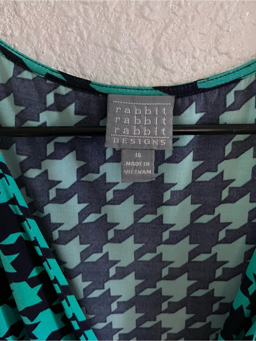 Rabbit Rabbit Rabbit Teal & Navy Houndstooth Dress - Picture 3 of 7